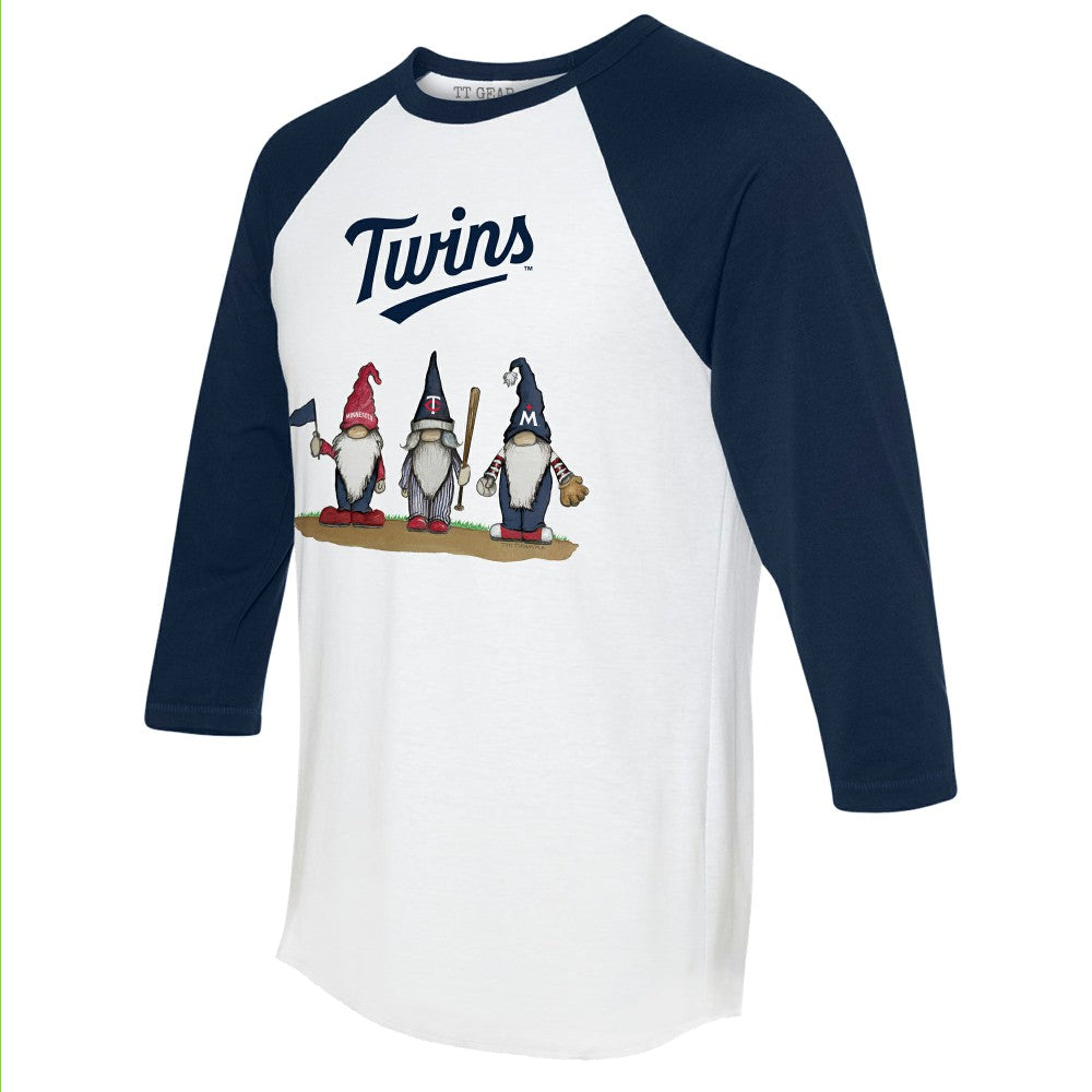 Minnesota Twins Tiny Turnip Unisex Gnomes 3/4-Sleeve Raglan T-Shirt - White/Navy T-shirts