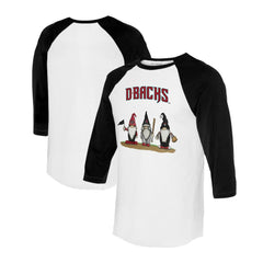 Arizona Diamondbacks Tiny Turnip Unisex Gnomes 3/4-Sleeve Raglan T-Shirt - White/Black T-shirts