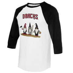 Arizona Diamondbacks Tiny Turnip Unisex Gnomes 3/4-Sleeve Raglan T-Shirt - White/Black T-shirts