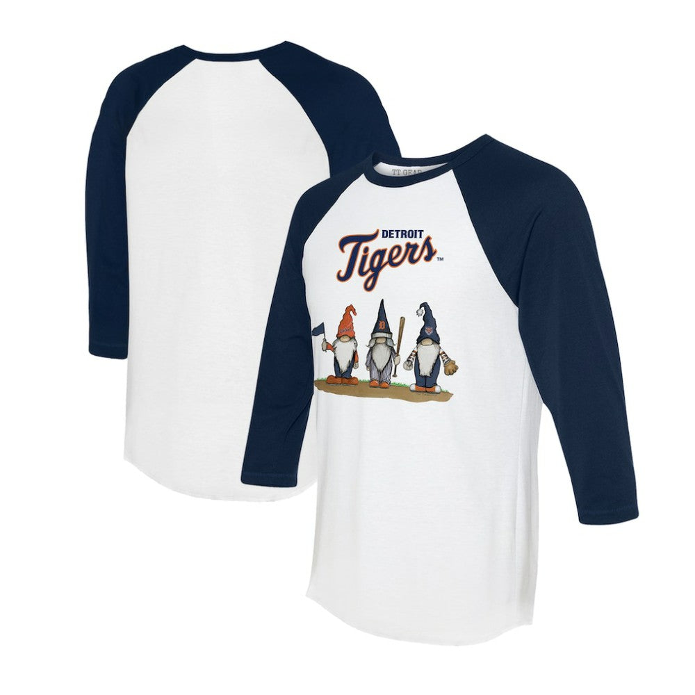 Detroit Tigers Tiny Turnip Unisex Gnomes 3/4-Sleeve Raglan T-Shirt - White/Navy T-shirts