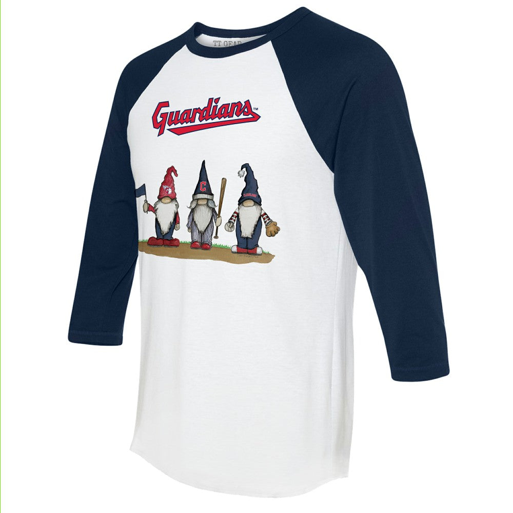 Cleveland Guardians Tiny Turnip Unisex Gnomes 3/4-Sleeve Raglan T-Shirt - White/Navy T-shirts
