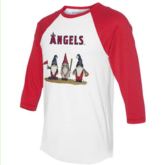 Los Angeles Angels Tiny Turnip Unisex Gnomes 3/4-Sleeve Raglan T-Shirt - White/Red T-shirts