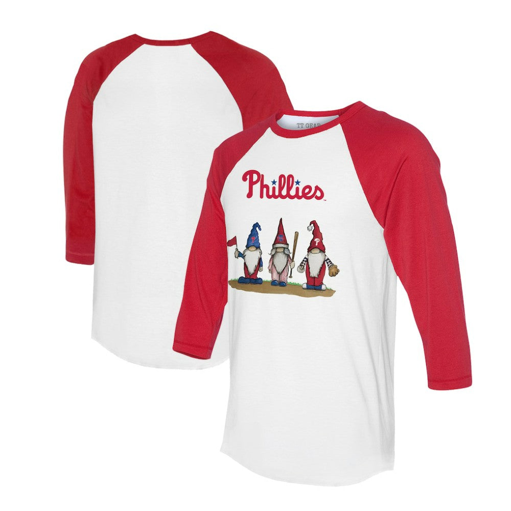 Philadelphia Phillies Tiny Turnip Unisex Gnomes 3/4-Sleeve Raglan T-Shirt - White/Red T-shirts