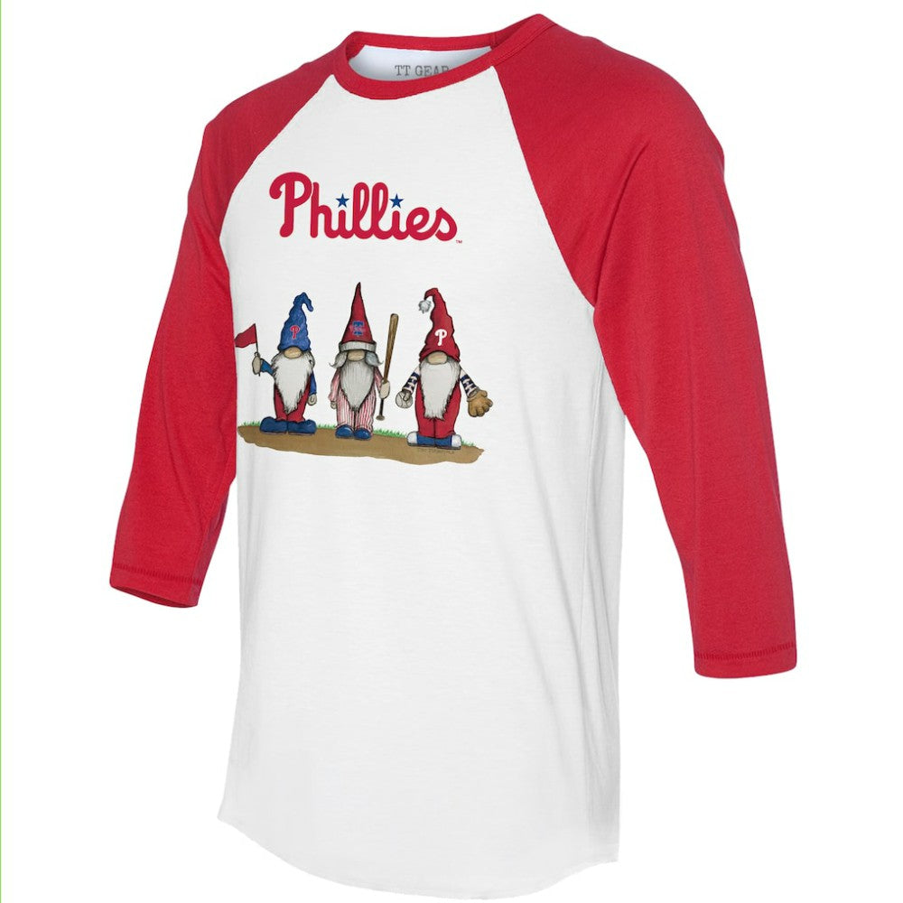 Philadelphia Phillies Tiny Turnip Unisex Gnomes 3/4-Sleeve Raglan T-Shirt - White/Red T-shirts