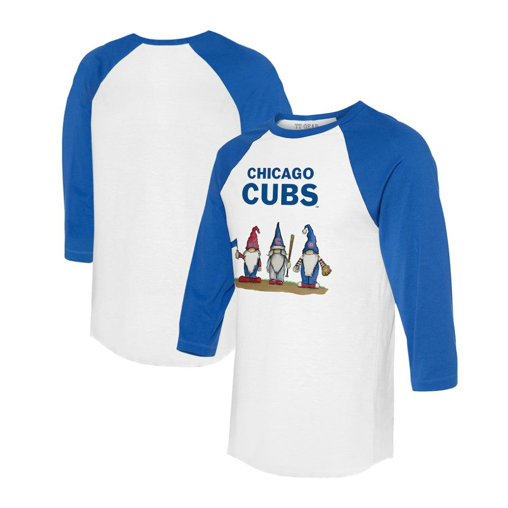 Chicago Cubs Tiny Turnip Unisex Gnomes 3/4-Sleeve Raglan T-Shirt - White/Royal T-shirts