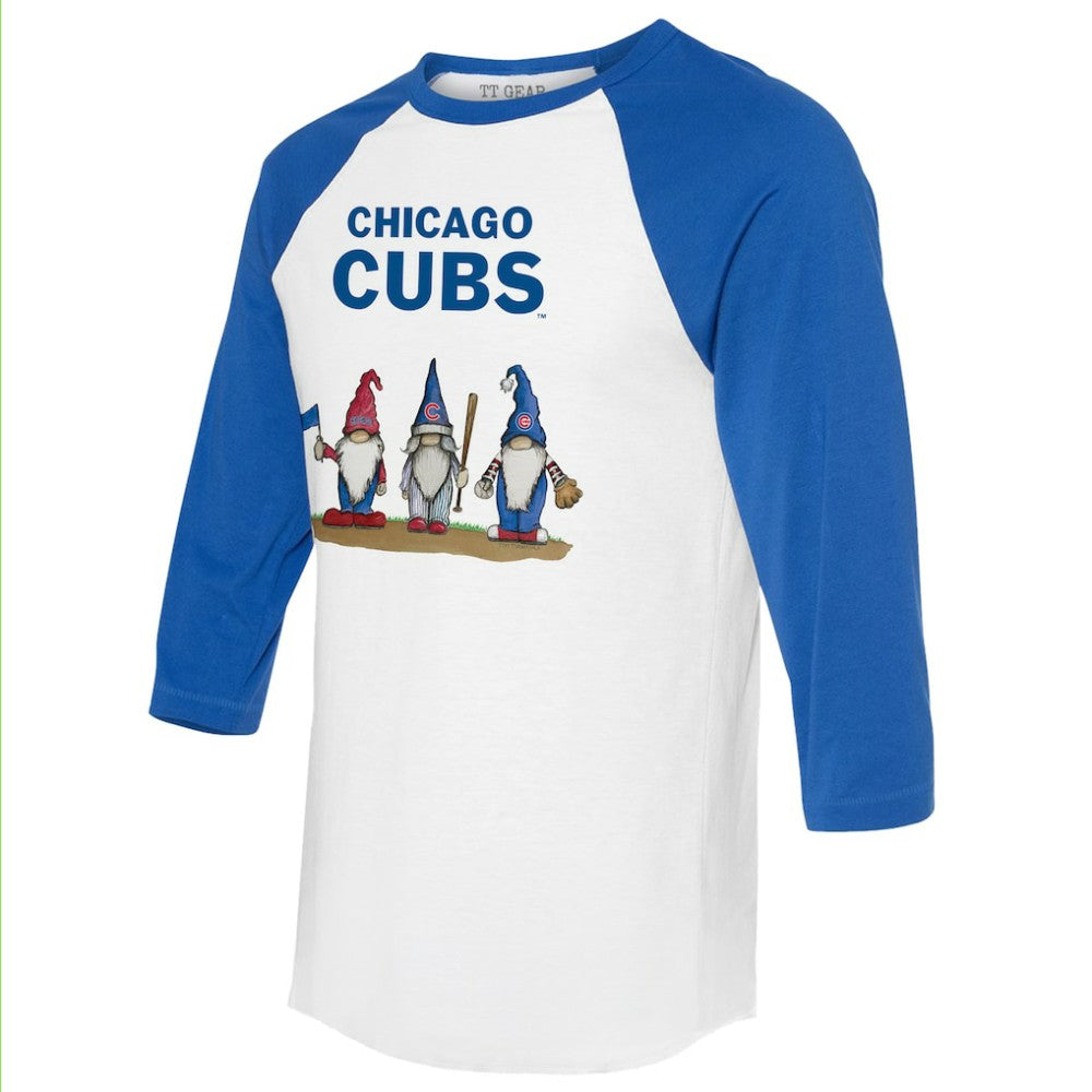 Chicago Cubs Tiny Turnip Unisex Gnomes 3/4-Sleeve Raglan T-Shirt - White/Royal T-shirts