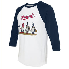 Washington Nationals Tiny Turnip Unisex Gnomes 3/4-Sleeve Raglan T-Shirt - White/Navy T-shirts