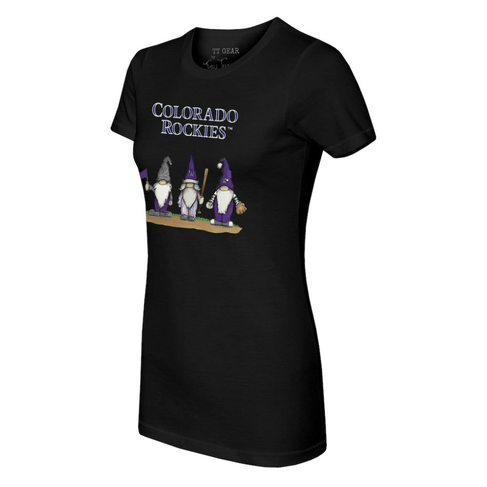 Colorado Rockies Tiny Turnip Women's Gnomes T-Shirt - Black T-shirts