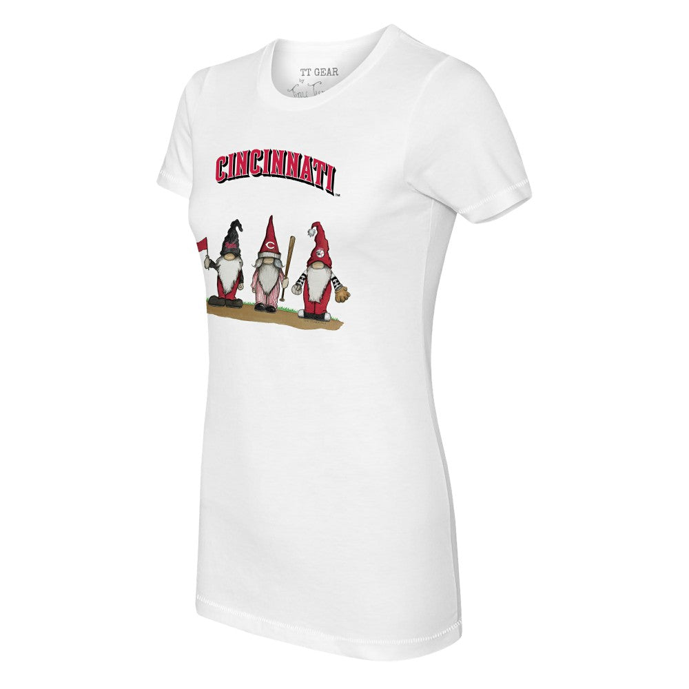 Cincinnati Reds Tiny Turnip Women's Gnomes T-Shirt - White T-shirts