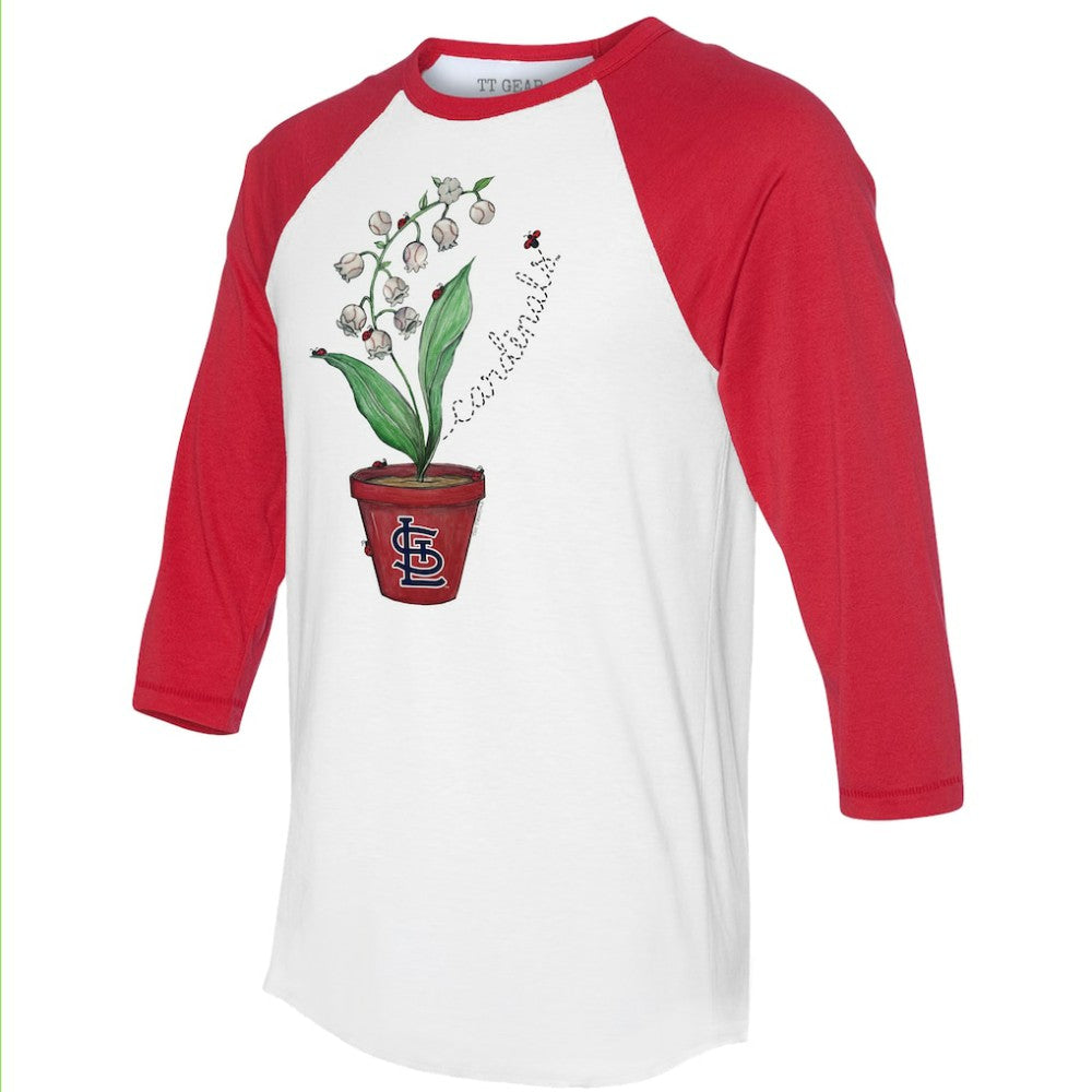 St. Louis Cardinals Tiny Turnip Unisex Lilies & Ladybugs 3/4-Sleeve Raglan T-Shirt - White/Red T-shirts