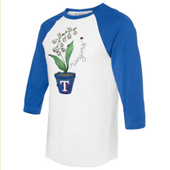 Texas Rangers Tiny Turnip Unisex Lilies & Ladybugs 3/4-Sleeve Raglan T-Shirt - White/Royal T-shirts