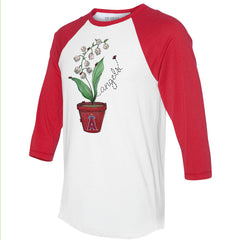 Los Angeles Angels Tiny Turnip Unisex Lilies & Ladybugs 3/4-Sleeve Raglan T-Shirt - White/Red T-shirts