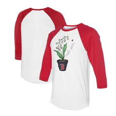 Boston Red Sox Tiny Turnip Unisex Lilies & Ladybugs 3/4-Sleeve Raglan T-Shirt - White/Red T-shirts