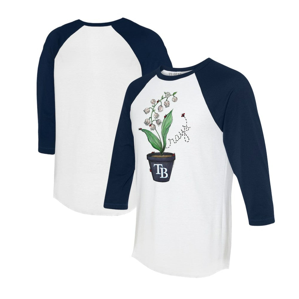 Tampa Bay Rays Tiny Turnip Unisex Lilies & Ladybugs 3/4-Sleeve Raglan T-Shirt - White/Navy T-shirts