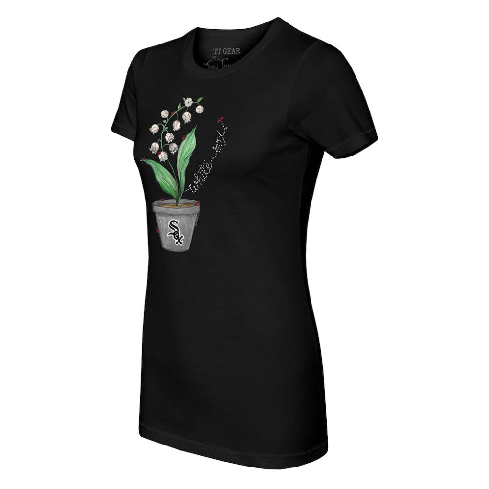 Chicago White Sox Tiny Turnip Women's Lilies & Ladybugs T-Shirt - Black T-shirts