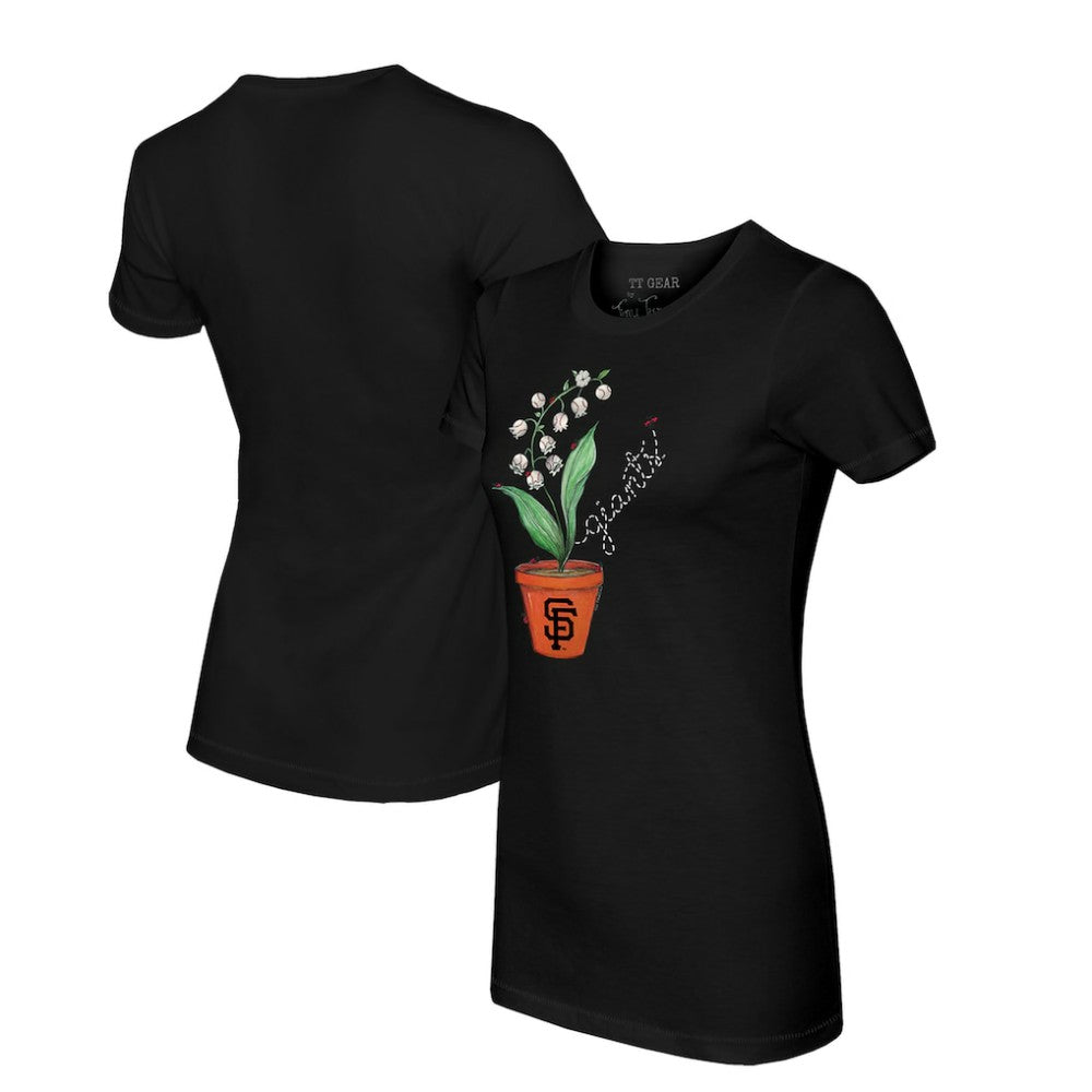 San Francisco Giants Tiny Turnip Women's Lilies & Ladybugs T-Shirt - Black T-shirts