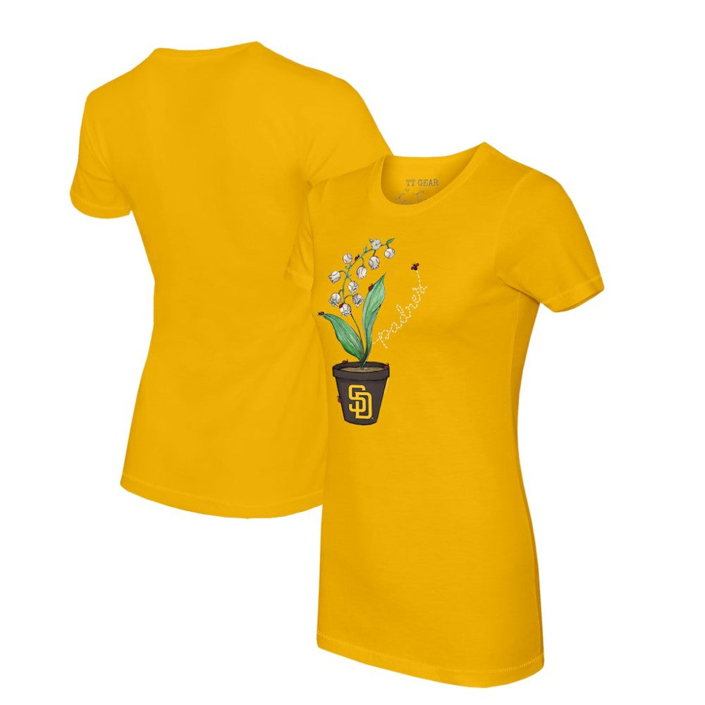 San Diego Padres Tiny Turnip Women's Lilies & Ladybugs T-Shirt - Gold T-shirts