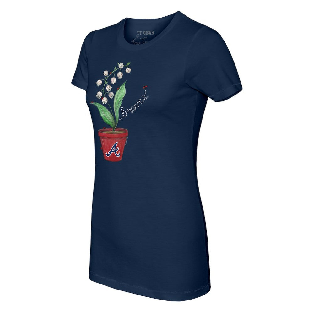 Atlanta Braves Tiny Turnip Women's Lilies & Ladybugs T-Shirt - Navy T-shirts