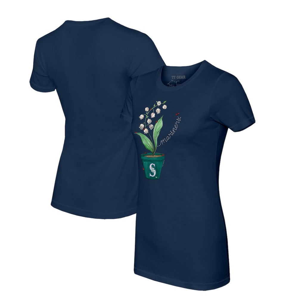 Seattle Mariners Tiny Turnip Women's Lilies & Ladybugs T-Shirt - Navy T-shirts