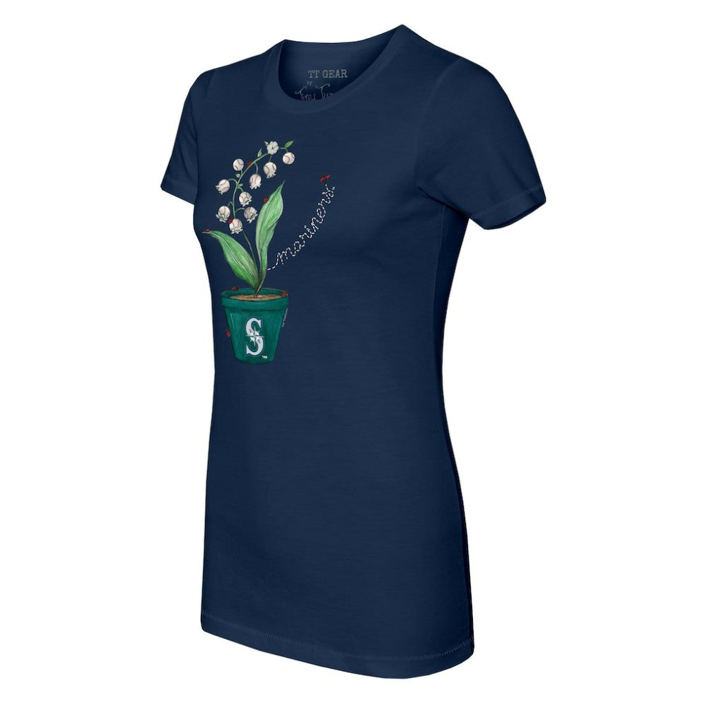 Seattle Mariners Tiny Turnip Women's Lilies & Ladybugs T-Shirt - Navy T-shirts