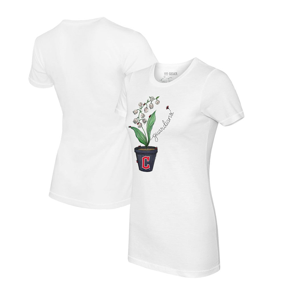 Cleveland Guardians Tiny Turnip Women's Lilies & Ladybugs T-Shirt - White T-shirts