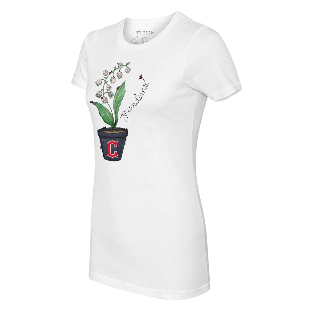 Cleveland Guardians Tiny Turnip Women's Lilies & Ladybugs T-Shirt - White T-shirts