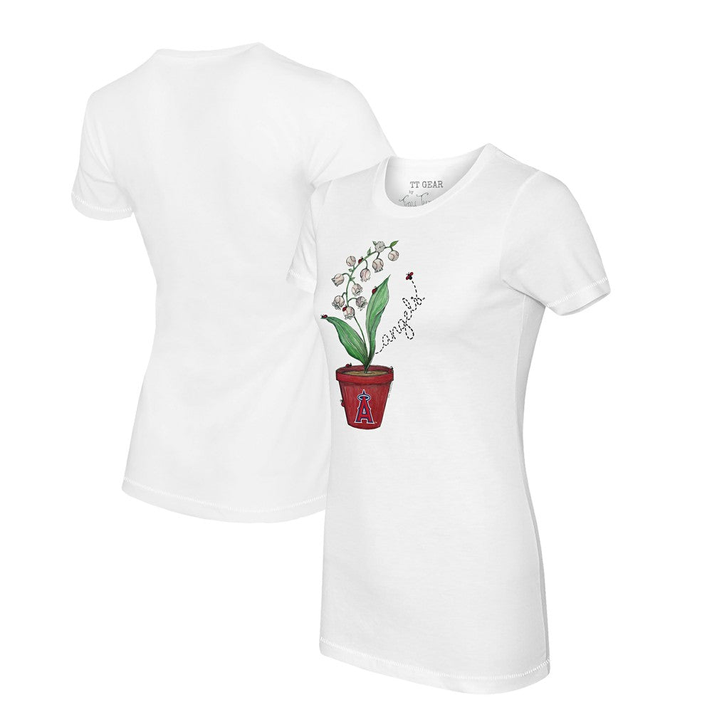 Los Angeles Angels Tiny Turnip Women's Lilies & Ladybugs T-Shirt - White T-shirts