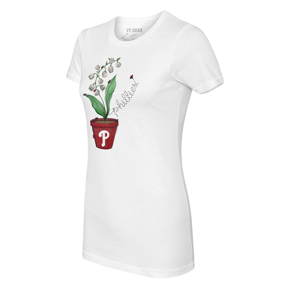 Philadelphia Phillies Tiny Turnip Women's Lilies & Ladybugs T-Shirt - White T-shirts