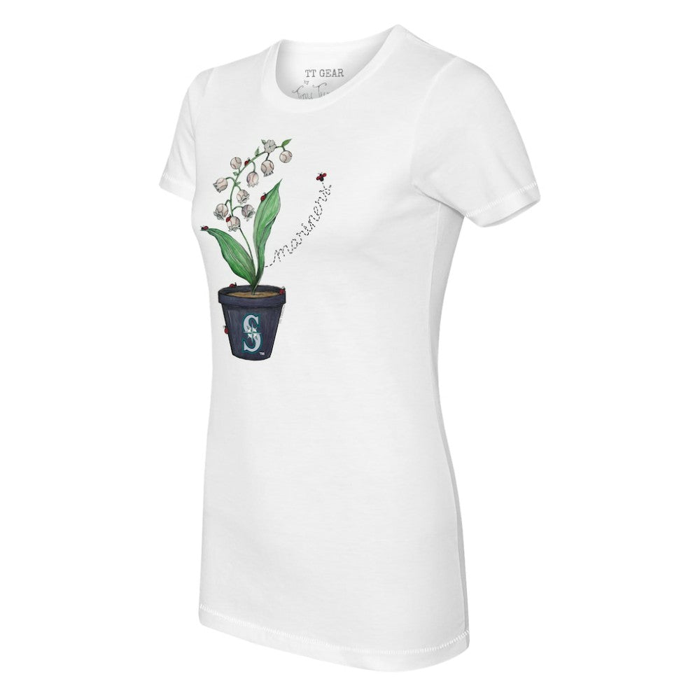 Seattle Mariners Tiny Turnip Women's Lilies & Ladybugs T-Shirt - White T-shirts