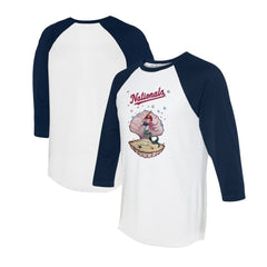 Washington Nationals Tiny Turnip Unisex Mermaid 3/4-Sleeve Raglan T-Shirt - White/Navy T-shirts