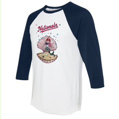 Washington Nationals Tiny Turnip Unisex Mermaid 3/4-Sleeve Raglan T-Shirt - White/Navy T-shirts