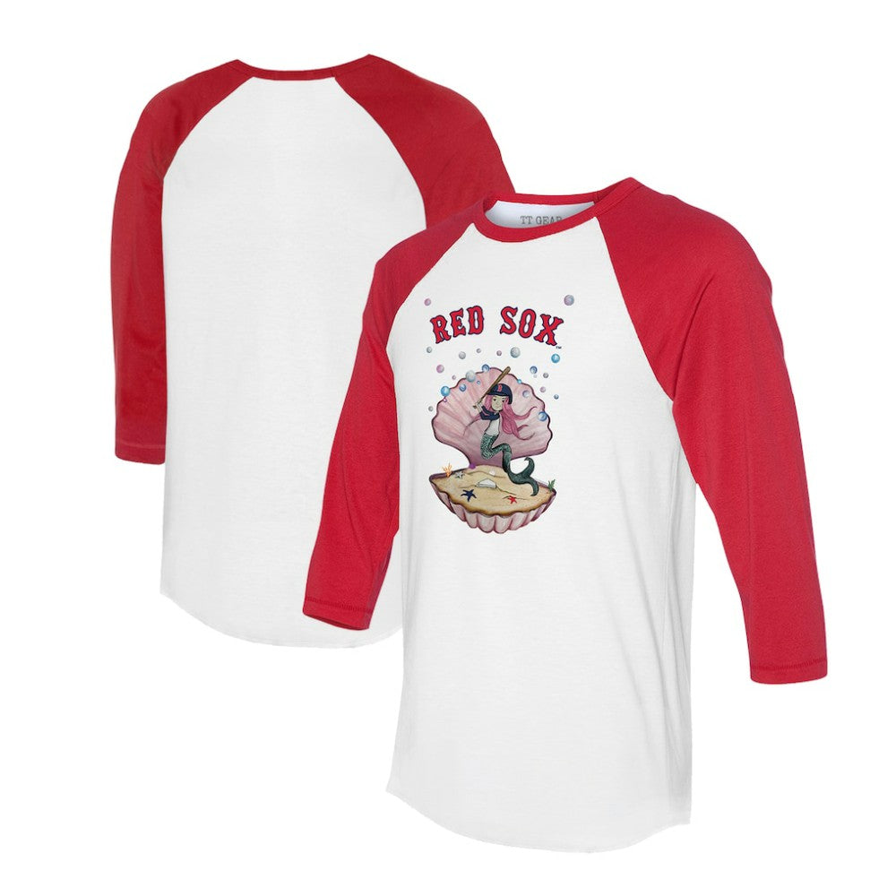Boston Red Sox Tiny Turnip Unisex Mermaid 3/4-Sleeve Raglan T-Shirt - White/Red T-shirts
