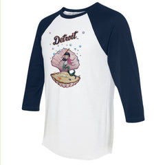 Detroit Tigers Tiny Turnip Unisex Mermaid 3/4-Sleeve Raglan T-Shirt - White/Navy T-shirts