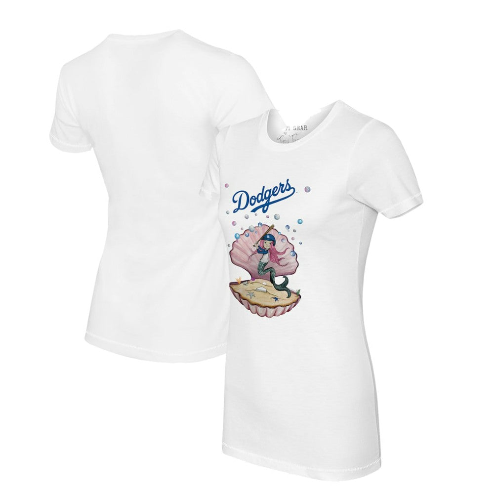Los Angeles Dodgers Tiny Turnip Women's Mermaid T-Shirt - White T-shirts