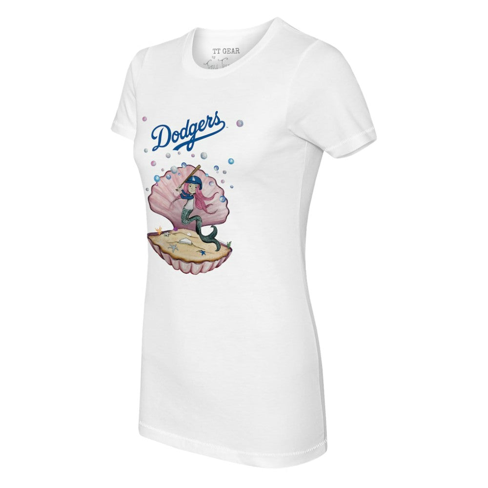 Los Angeles Dodgers Tiny Turnip Women's Mermaid T-Shirt - White T-shirts