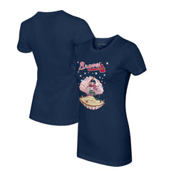 Atlanta Braves Tiny Turnip Women's Mermaid T-Shirt - Navy T-shirts