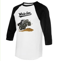Chicago White Sox Tiny Turnip Unisex Monster Truck 3/4-Sleeve Raglan T-Shirt - White/Black T-shirts