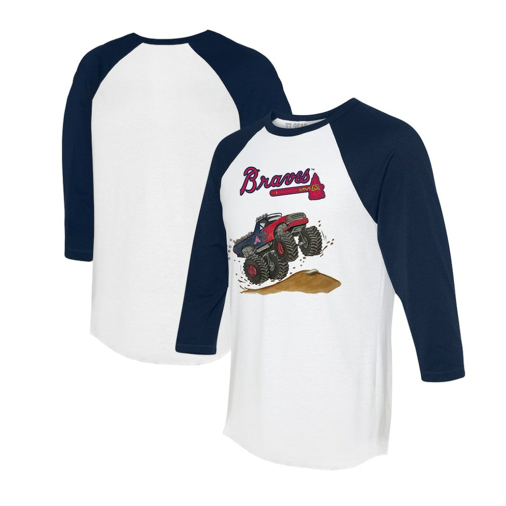 Atlanta Braves Tiny Turnip Unisex Monster Truck 3/4-Sleeve Raglan T-Shirt - White/Navy T-shirts