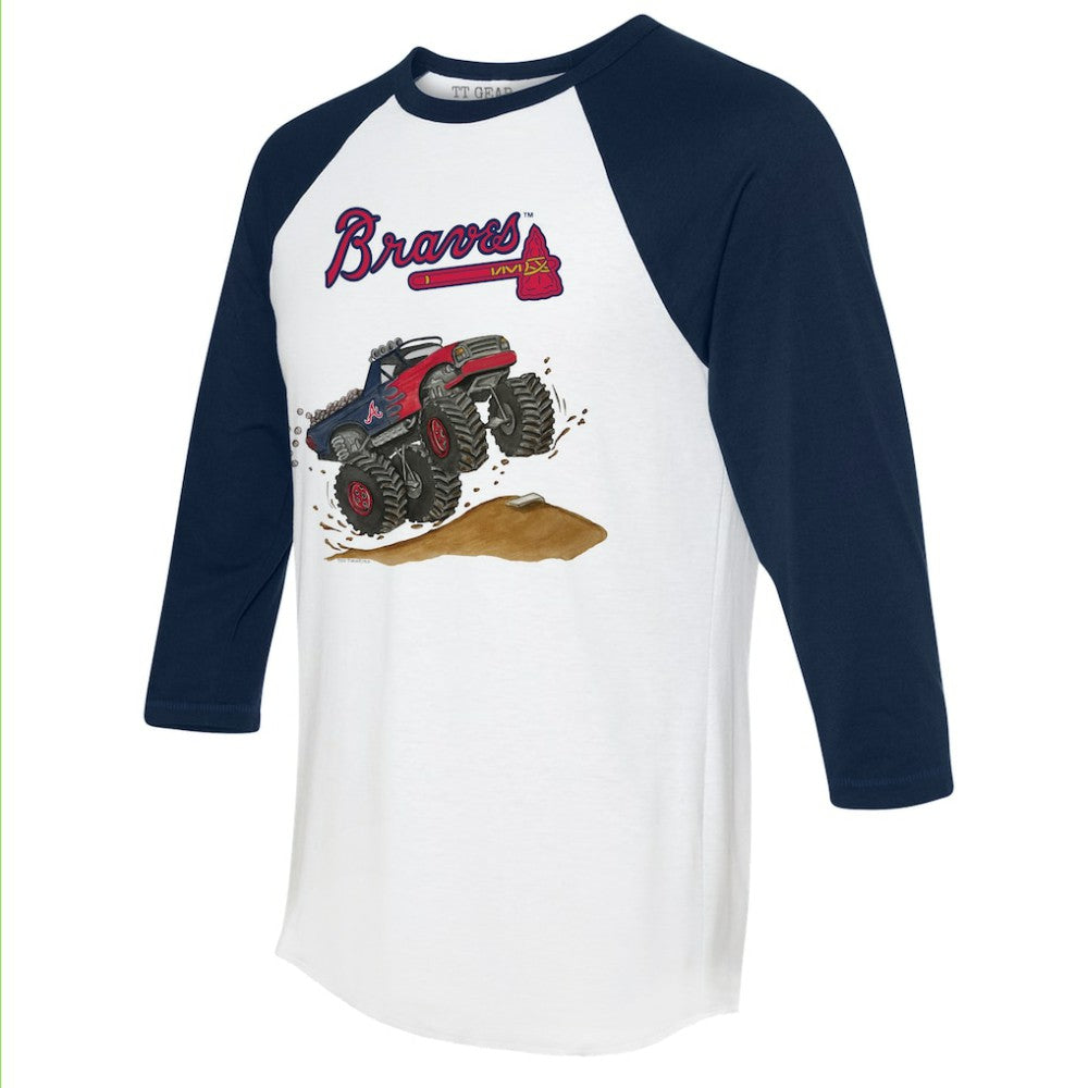 Atlanta Braves Tiny Turnip Unisex Monster Truck 3/4-Sleeve Raglan T-Shirt - White/Navy T-shirts