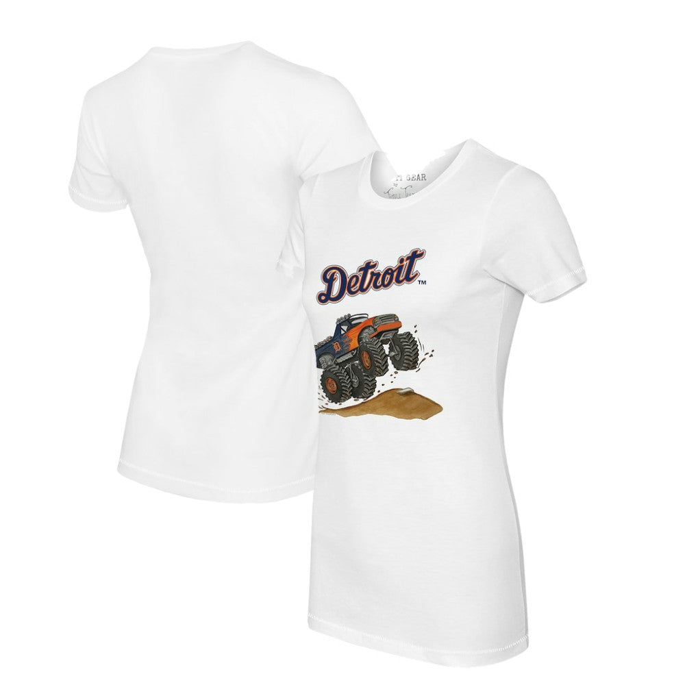 Detroit Tigers Tiny Turnip Women's Monster Truck T-Shirt - White T-shirts