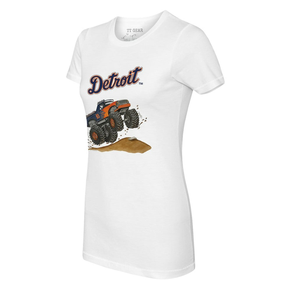 Detroit Tigers Tiny Turnip Women's Monster Truck T-Shirt - White T-shirts