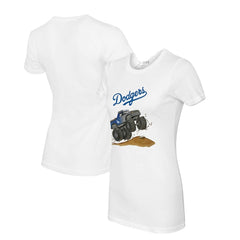 Los Angeles Dodgers Tiny Turnip Women's Monster Truck T-Shirt - White T-shirts