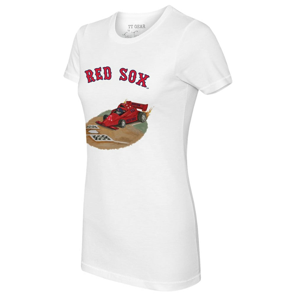 Boston Red Sox Tiny Turnip Women's Race Car T-Shirt - White T-shirts