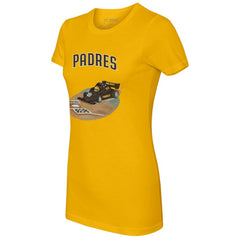 San Diego Padres Tiny Turnip Women's Race Car T-Shirt - Gold T-shirts