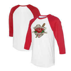Philadelphia Phillies Tiny Turnip Unisex Tattoo Rose 3/4-Sleeve Raglan T-Shirt - White/Red T-shirts