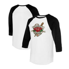 Baltimore Orioles Tiny Turnip Unisex Tattoo Rose 3/4-Sleeve Raglan T-Shirt - White/Black T-shirts