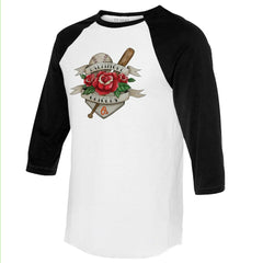 Baltimore Orioles Tiny Turnip Unisex Tattoo Rose 3/4-Sleeve Raglan T-Shirt - White/Black T-shirts