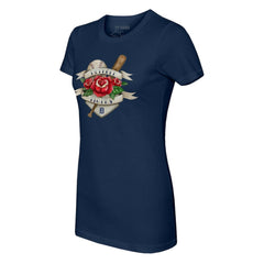 Detroit Tigers Tiny Turnip Women's Tattoo Rose T-Shirt - Navy T-shirts