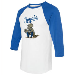 Kansas City Royals Tiny Turnip Unisex Triceratops 3/4-Sleeve Raglan T-Shirt - White/Royal T-shirts