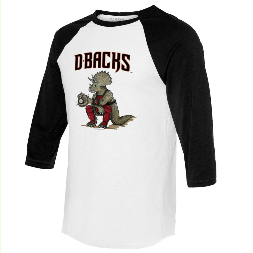 Arizona Diamondbacks Tiny Turnip Unisex Triceratops 3/4-Sleeve Raglan T-Shirt - White/Black T-shirts